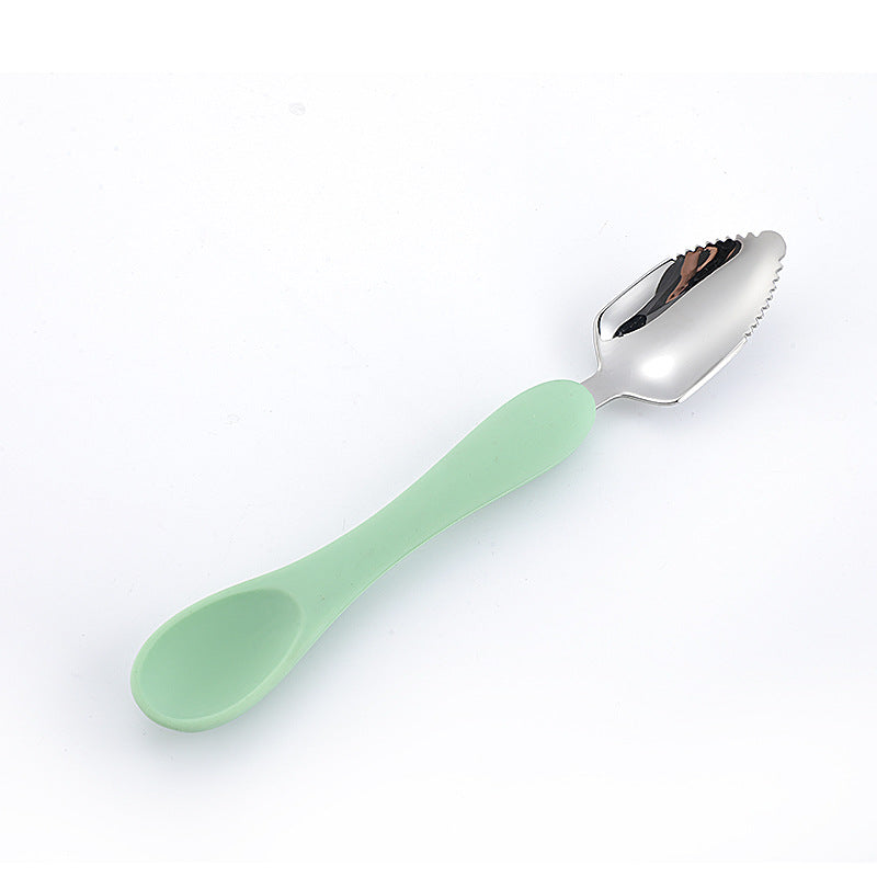 Wholesale Stainless Steel Silicone Baby Food Double-headed Spoon